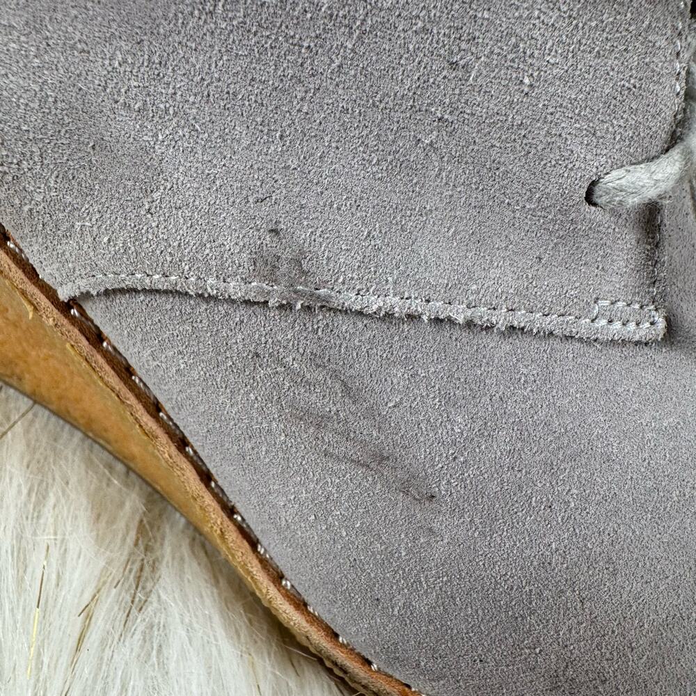 Cole Haan Womens Gray Platform Wedge Tie Up Suede Leather Ankle Booties 8B - Picture 11 of 11